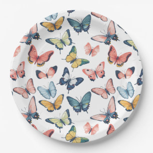 Assiettes En Carton Beau Papillon coloré imprimé