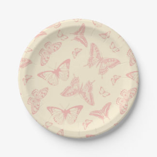 Assiettes En Carton Beau papillon rose vintage