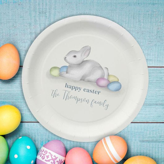 Assiettes En Carton Beau Pastel Joyeux Bunny de Pâques Simple Classiqu