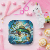 Assiettes En Carton Beau poisson d'eau douce et lac bleu (Fête)