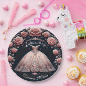 Assiettes En Carton Beau Rose espagnol Quinceañera (Fête)