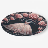 Assiettes En Carton Beau Rose espagnol Quinceañera (Angle)