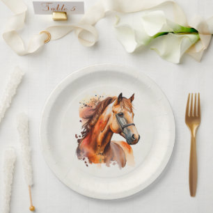 Assiettes En Carton Beau Sorrel Horse Portrait