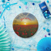 Assiettes En Carton Beau terrain de pavot rouge au lever du soleil Pho (Fête)