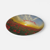 Assiettes En Carton Beau terrain de pavot rouge au lever du soleil Pho (Angle)
