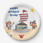 Assiettes En Carton Beau thème bleu et rouge pirate (Devant)