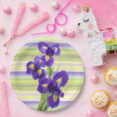 Assiettes En Carton Beau violet Iris Aquarelle Motif (Fête)