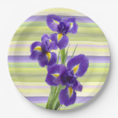 Assiettes En Carton Beau violet Iris Aquarelle Motif (Devant)