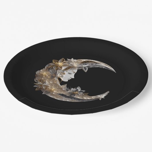 Assiettes En Carton Beau visage dans la lune (Angle)