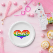 Assiettes En Carton BEAUCOUP AIMÉ -Adored - Rainbow amour coeur- (Fête)