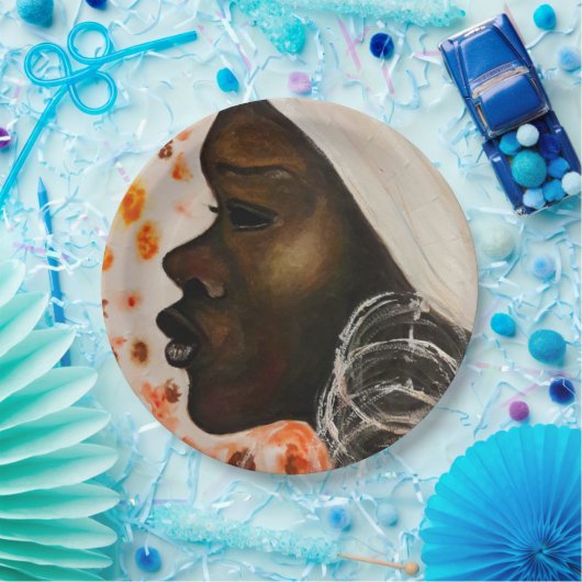 Assiettes En Carton Beauté africaine - Peinture aquarelle (Fête)