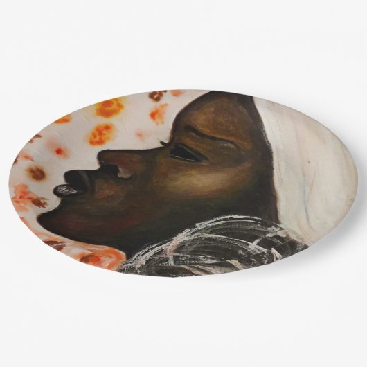 Assiettes En Carton Beauté africaine - Peinture aquarelle (Angle)