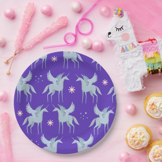 Assiettes En Carton Beauté céleste Bleu Pégase en Arrière - plan pourp (Fête)