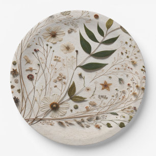 Assiettes En Carton Beauté de la Nature Fleurs et Feuilles Botaniques