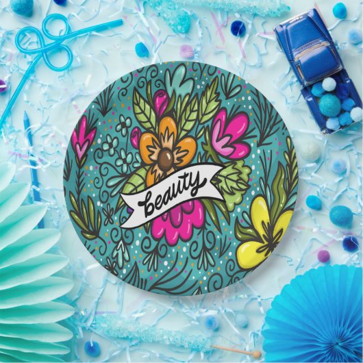 Assiettes En Carton Beauté de l'oreiller avec fleurs (Fête)