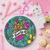 Assiettes En Carton Beauté de l'oreiller avec fleurs (Fête)