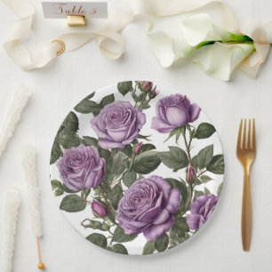 Assiettes En Carton "Beauté intemporelle : Roses Vintages provinciaux 