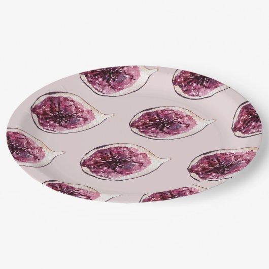 Assiettes En Carton Beauté moderne Pastel Purple Figs Motif (Angle)