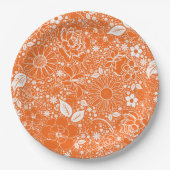 Assiettes En Carton Beautés botaniques PLAQUES DE FÊTE PAPIER Orange-B (Devant)