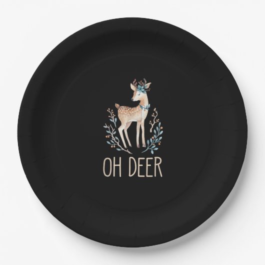Assiettes En Carton Beautiful Funny Deer Oh Deer Modern Design  (Devant)