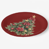 Assiettes En Carton Beautiful Pine Tree Red Christmas (Angle)