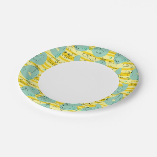 Assiettes En Carton Beaux animaux jouant avec de l'eau 2 (Angle)