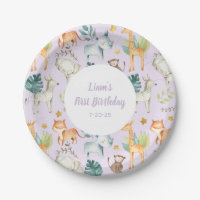 Beaux animaux safari violet fille 1er anniversaire