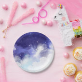 Assiettes En Carton Beaux-arts d'abrégé sur ciel nocturne d'aquarelle (Fête)