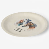 Assiettes En Carton Beaux Chevaux Boho Occidental Style Anniversaire (Angle)