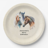 Assiettes En Carton Beaux Chevaux Boho Occidental Style Anniversaire (Devant)