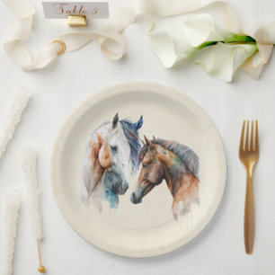 Assiettes En Carton Beaux Chevaux Style Boho Occidental