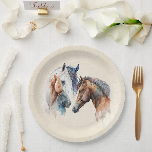 Assiettes En Carton Beaux Chevaux Style Boho Occidental (Mariage)