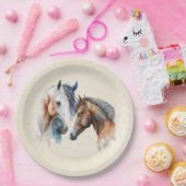 Assiettes En Carton Beaux Chevaux Style Boho Occidental (Fête)
