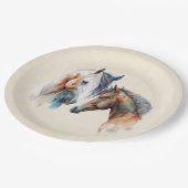 Assiettes En Carton Beaux Chevaux Style Boho Occidental (Angle)