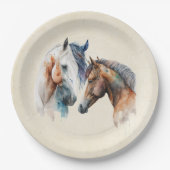 Assiettes En Carton Beaux Chevaux Style Boho Occidental (Devant)