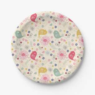 Assiettes En Carton Beaux oiseaux de pays