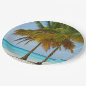 Assiettes En Carton Beaux palmiers sur une plage tropicale (Angle)