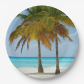Assiettes En Carton Beaux palmiers sur une plage tropicale (Devant)