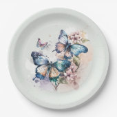 Assiettes En Carton Beaux papillons et fleurs Whimsical (Devant)