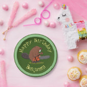 Assiettes En Carton Beaver avec tronçonneuse drôle d'anniversaire pers (Fête)