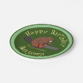 Assiettes En Carton Beaver avec tronçonneuse drôle d'anniversaire pers (Angle)