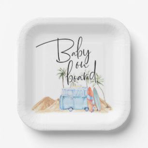Assiettes En Carton Bébé à bord, Baby shower d'été, Baby shower, E
