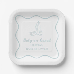 Assiettes En Carton Bébé à bord dessin surfboard plage Baby Shower
