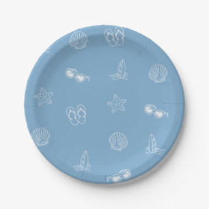 Assiettes En Carton Bébé à bord doodle Planche de surf Fête de naissan