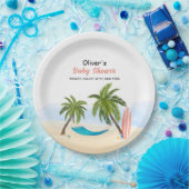Assiettes En Carton Bébé À Bord Du Baby shower De Surf De Plage (Fête)