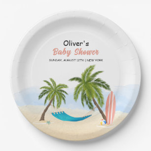 Assiettes En Carton Bébé À Bord Du Baby shower De Surf De Plage