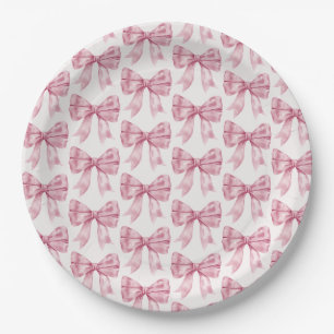 Assiettes En Carton Bébé à l'arc rose ou Baby Shower, Fête d'anniversa