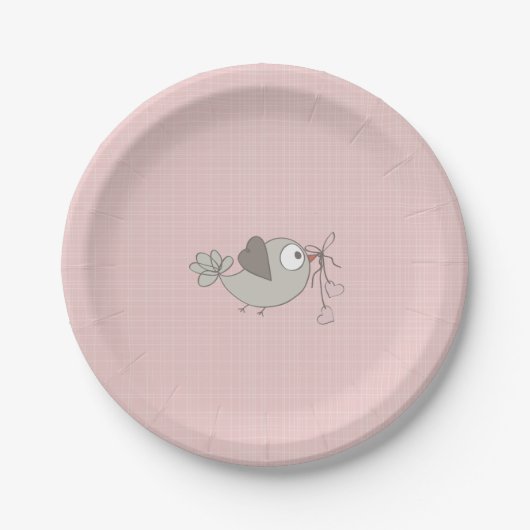 Assiettes En Carton Bébé adorable Oiseau | BABY SHOWER (Devant)
