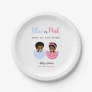 Assiettes En Carton Bébé Afro-Américain en œuf éclos avec chapeau bleu
