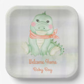 Assiettes En Carton Bébé Alligator Bienvenue bébé garçon (Recto)